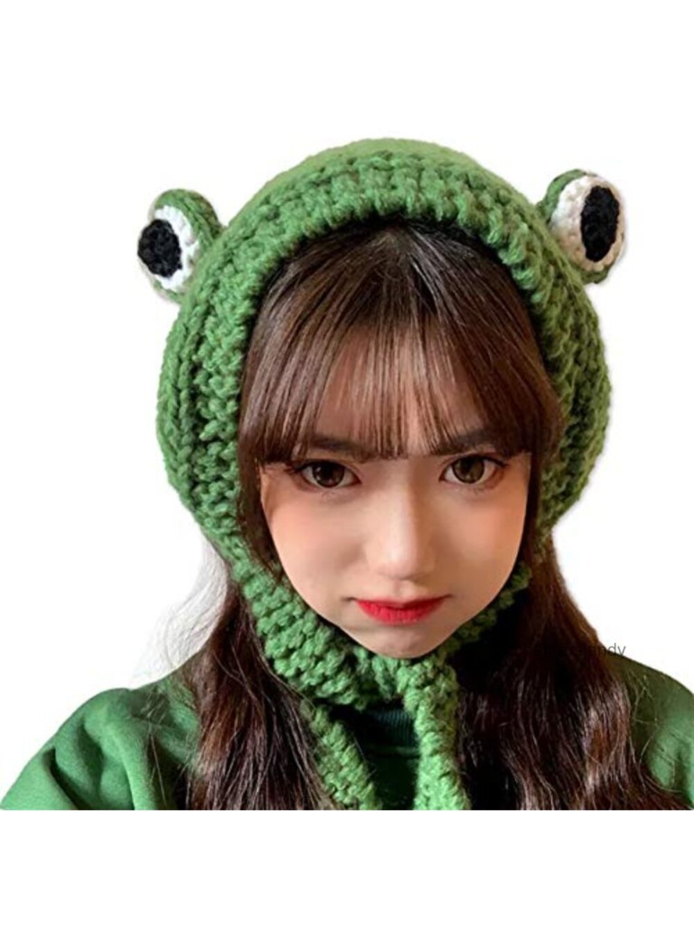 Crochet Knitted Frog Headband Earflap Big Eye Costume Accessory